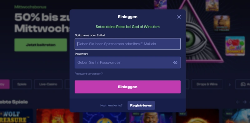 God of Wins Login